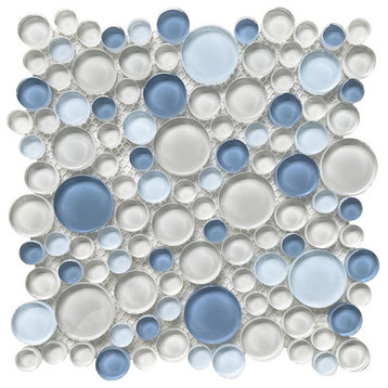 Circular Glass Tile Series Blue and Gray