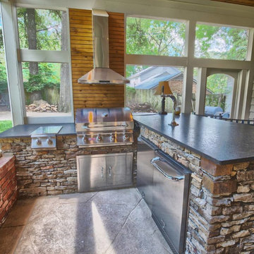 Screened in Porch, Fireplace and Outdoor Kitchen