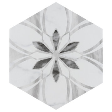 Classico Bardiglio Hexagon Porcelain Floor and Wall Tile (25 tiles/7.5 sqft.), Dahlia Light