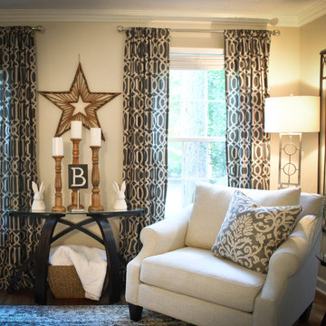Neutral, gray, light-colored living room