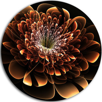 Brown Fractal Flower, Floral Digital Art Round Wall Art, 38"