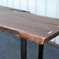 Live Edge Walnut Standing Desk with Modern Base - Desks And Hutches