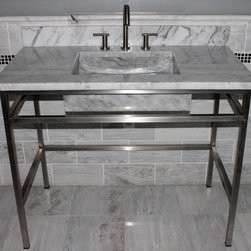 White Carrara Consoles - Bathroom Sinks