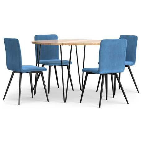 Baylor / Hunter Solid Mango Wood 5 Piece Dining Set, Blue