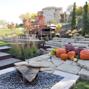 Modern Hillside Entry and Sculpture Garden