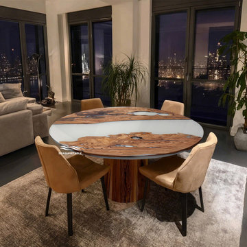 Oval Epoxy Wood Table