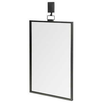 Grimm Dark Gray Metal Frame With Hanger Rectangular Wall Mirror, 43" x 24"