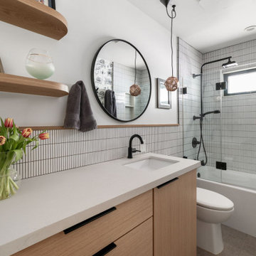 Bathroom vanity, mirror and shelving — OSW, Reno interior design by Find Design