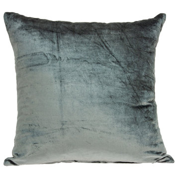 Garnet Transitional Charcoal Solid Pillow Cover With Poly Insert