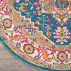 Nourison Passion 5' x Round Teal Multicolor Bohemian Indoor Area Rug