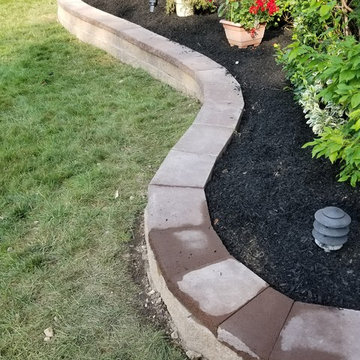 Block Retaining Garden Wall - Cambridge Sigma 8 - Toffee / Onyx with Mocha Cap