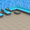 Newport Outdoor Patio Furniture Sofa Sectional, 14-Piece Set, Sea Blue