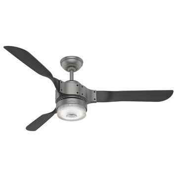 Hunter 54" Apache Ceiling Fan with LED Light, Matte Silver