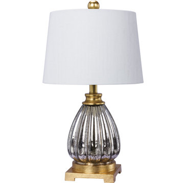 Glass & Resin Table Lamp - Mercury Glass, Antique Gold