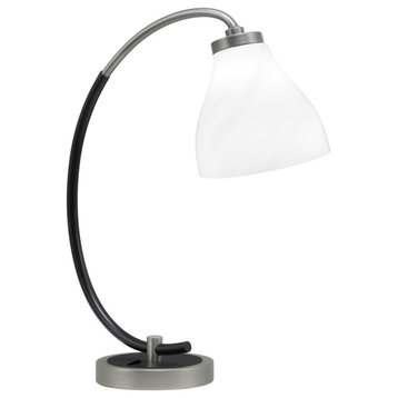 1-Light Desk Lamp, Graphite/Matte Black Finish, 6.25" White Marble Glass