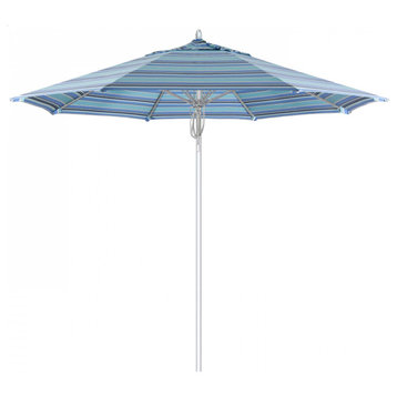9' Patio Umbrella Silver Pole Fiberglass Rib Pulley Lift Sunbrella, Dolce Oasis