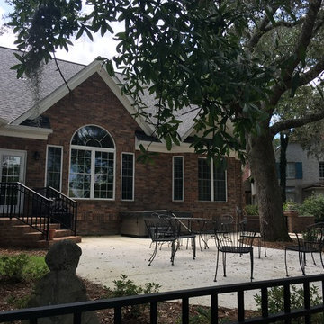 brick landing and steps to outdoor space
