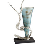 Cyan Lighting - Cyan Lighting Gianni - 21.75" Vase, Nickel Finish with Blue Mist Glass - Shade Included: YesGianni 21.75" Vase Nickel Blue Mist Gla *UL Approved: YES Energy Star Qualified: n/a ADA Certified: n/a  *Number of Lights:   *Bulb Included:No *Bulb Type:No *Finish Type:Nickel/Blue Mist