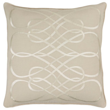 Leah by GlucksteinHome for Surya Pillow Cover, Beige, 20' x 20'