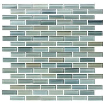 Reflections Hand Painted Glass Mosaic Subway Tile, 12"x12"