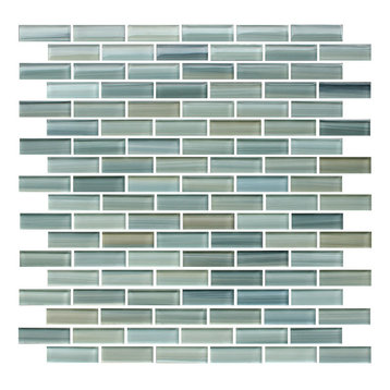 Reflections Hand Painted Glass Mosaic Subway Tile, 12"x12"