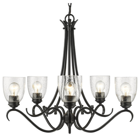 Golden Lighting 8001-5 BLK-SD Parrish 5 Light 27-1/4"W Chandelier - Black