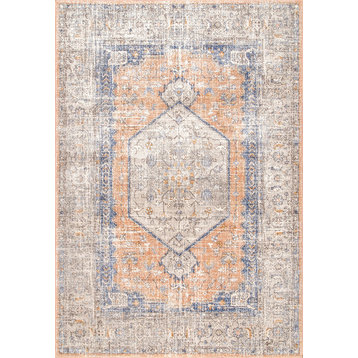 nuLOOM Jacquie Floral Traditional Vintage Area Rug, Peach, 10'x14'