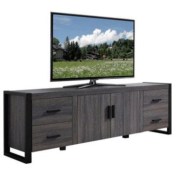 70" Ash Gray Wood TV Stand Console, Charcoal