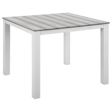 Modway Maine 39.5" Aluminum Patio Dining Table in White/Light Gray