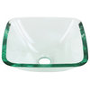 Clear Glass Square Vessel Bathroom Sink Mini with Modern Pop-Up Drain Bowl Sink