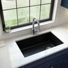 Karran Undermount Quartz 32" Single Bowl Kitchen Sink Kit, Black