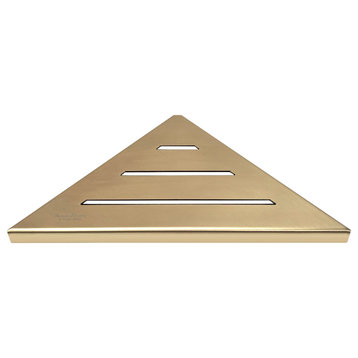 SereneDrains 316 Stainless Steel Shower Bathroom Corner Shelf Triangle 9" Gold