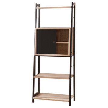 Acme Finis Leaning Bookcase, Light Oak And Black