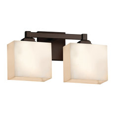 Clouds Regency 2-Light Bath Bar, Rectangle, Dark Bronze, Clouds Shade