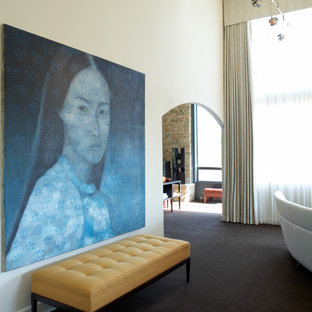 Modelo de salón actual con paredes blancas