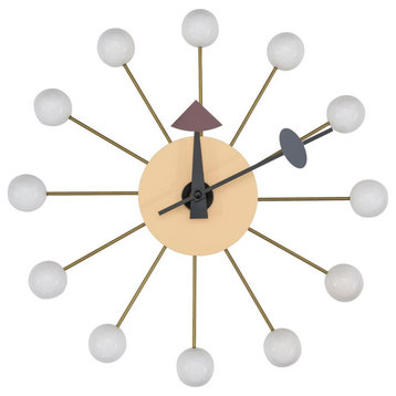 Leisuremod Concordia Modern Design Round Balls Silent Non-Ticking Wall Clock...