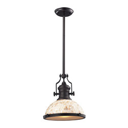 Elk Lighting - Chadwick Oiled Bronze and Cappa Shell One Light Pendant - Pendant Lighting