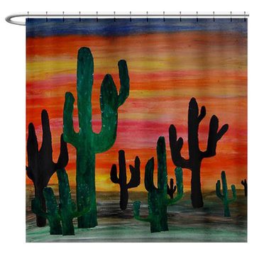 Desert Sunset Cactus Shower Curtain