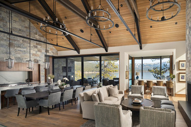 Example of a mountain style living room design in Other