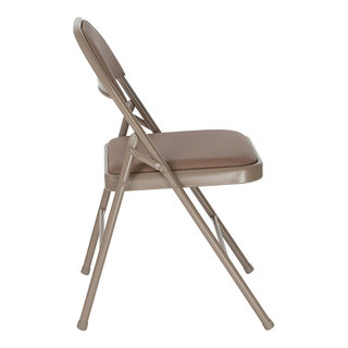 HERCULES Series Double Braced Beige Vinyl Folding Chair, Set of 2