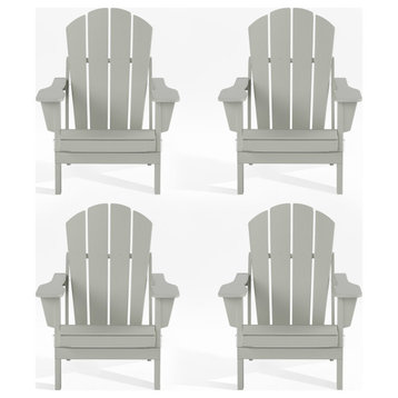 WestinTrends 4PC Outdoor Patio Folding Adirondack Chair Set, Fire Pit Chairs, Sand