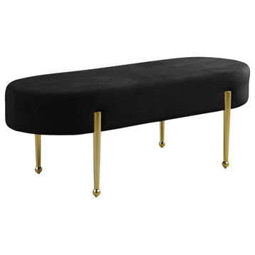 Gia Velvet Upholstered Bench, Black
