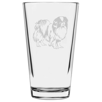 Japanese Chin Dog Themed Etched All Purpose 16oz. Libbey Pint Glass