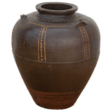 Tall Aged Brown Burmese Jar
