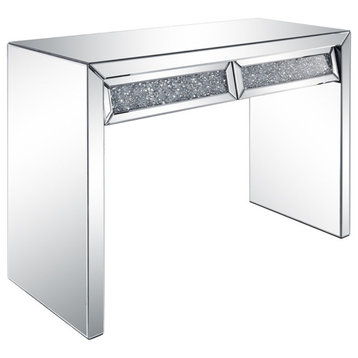 ACME Noralie Faux Diamonds Inlay Console Table with Drawer in Mirrored
