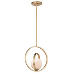 Maxim Lighting - Coronet 1-Light Pendant, Satin Brass, 12.5" - Adjustable rings available in Polished Chrome or Satin Brass add dimension to this contemporary pendant design. Opal white glass softly diffuses light to complete the look.