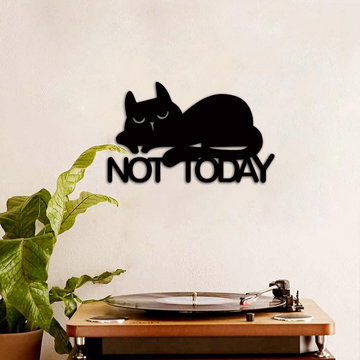 'Not Today' Quote Cat Wall Art