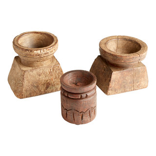 Natural Geo Handcarved Wooden Decorative Collapsible Nuts Basket