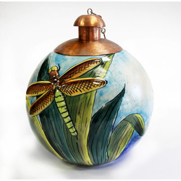 Dragonfly table top torch, Hand painted in Mexico