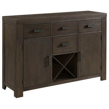 Transitional Sideboard, Acacia Wood Frame With Wine Rack & Large Storage Space